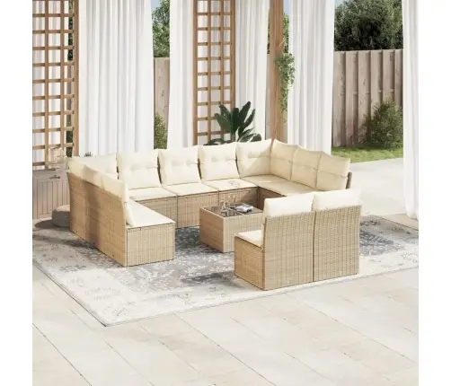 12-Osaline Aiadiivani Komplekt Patjadega, Beež, Polürotang