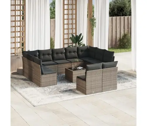 12-Daļīgs Dārza Atpūtas Mēbeļu Komplekts, Matrači, Pelēks Pe Vidaxl