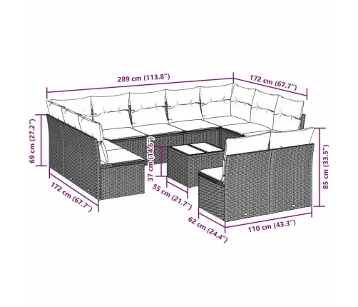 Sodo Komplektas Su Pagalvėlėmis, 12 Dalių, Pilkas, Poliratanas
