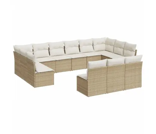 13-Daļīgs Dārza Dīvāna Komplekts, Matrači, Bēša Pe Rotangpalma Vidaxl