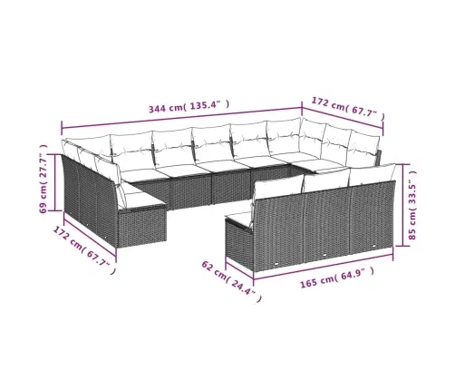 Sodo Komplektas Su Pagalvėlėmis, 13 Dalių, Pilkas, Poliratanas