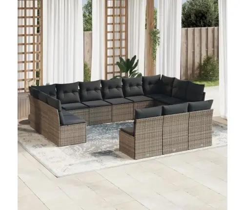 Sodo Komplektas Su Pagalvėlėmis, 13 Dalių, Pilkas, Poliratanas