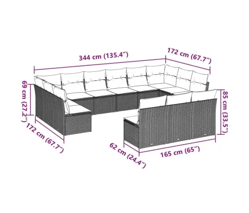 13-Daļīgs Dārza Dīvāna Komplekts Ar Matračiem, Pelēka Pe Pinums Vidaxl