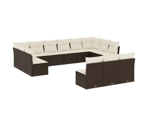 13-Daļīgs Dārza Dīvānu Komplekts, Matrači, Brūna Pe Rotangpalma Vidaxl