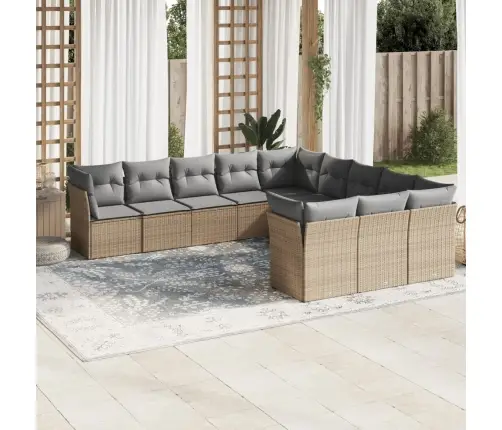 11-Osaline Aiadiivani Komplekt Patjadega, Beež, Polürotang