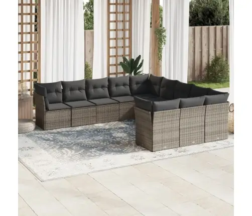 Sodo Komplektas Su Pagalvėlėmis, 11 Dalių, Pilkas, Poliratanas