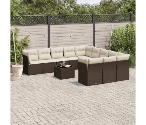 Sodo Komplektas Su Pagalvėlėmis, 12 Dalių, Rudas, Poliratanas