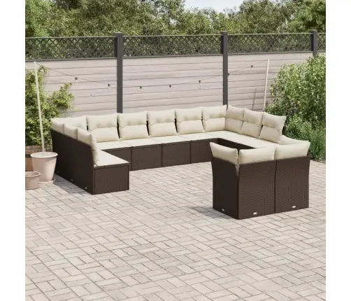 12-Osaline Aiadiivani Komplekt Patjadega, Pruun, Polürotang