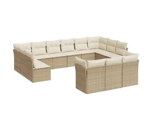 13-Daļīgs Dārza Dīvāna Komplekts, Matrači, Bēša Pe Rotangpalma Vidaxl