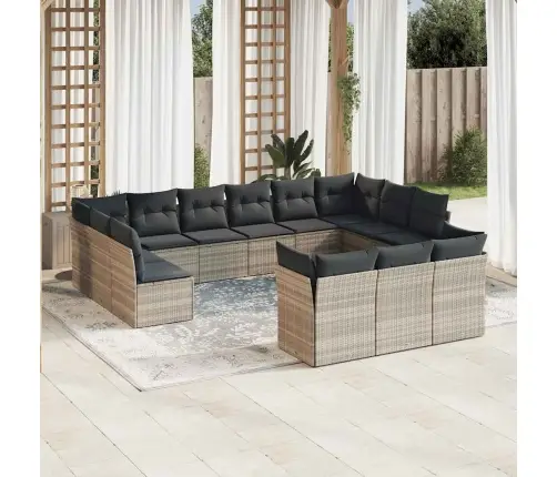 Sodo Komplektas Su Pagalvėlėmis, 13 Dalių, Pilkas, Poliratanas