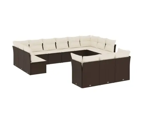 13-Daļīgs Dārza Dīvānu Komplekts, Matrači, Brūna Pe Rotangpalma Vidaxl