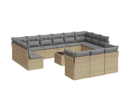 14-Osaline Aiadiivani Komplekt Patjadega, Beež, Polürotang