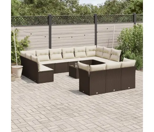 14-Osaline Aiadiivani Komplekt Patjadega, Pruun, Polürotang