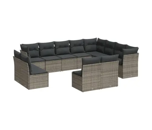 12-Daļīgs Dārza Atpūtas Mēbeļu Komplekts, Matrači, Pelēks Pe Vidaxl