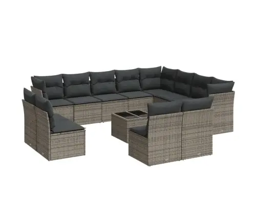 13-Daļīgs Dārza Dīvānu Komplekts Ar Matračiem, Pelēks Pe Vidaxl