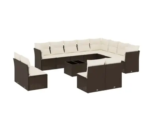 13-Daļīgs Dārza Dīvānu Komplekts, Matrači, Brūna Pe Rotangpalma Vidaxl