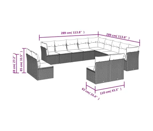 Sofos Komplektas Su Pagalvėlėmis, 13 Dalių, Smėlio, Poliratanas