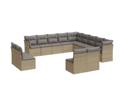 Sofos Komplektas Su Pagalvėlėmis, 13 Dalių, Smėlio, Poliratanas