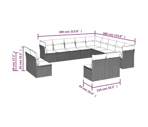 13-Osaline Aiadiivani Komplekt Patjadega, Hall, Polürotang