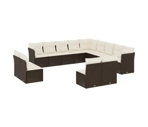 13-Daļīgs Dārza Dīvānu Komplekts, Matrači, Brūna Pe Rotangpalma Vidaxl