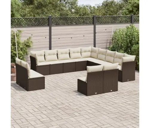 13-Daļīgs Dārza Dīvānu Komplekts, Matrači, Brūna Pe Rotangpalma Vidaxl