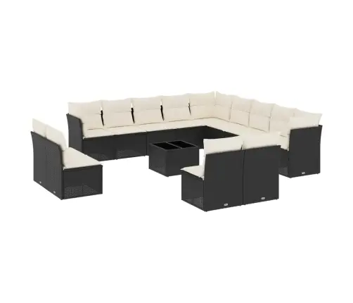 14-Osaline Aiadiivani Komplekt Patjadega, Must, Polürotang