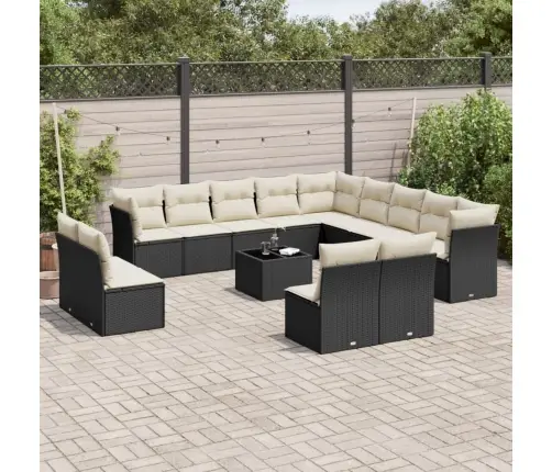 14-Osaline Aiadiivani Komplekt Patjadega, Must, Polürotang