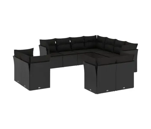 Sodo Komplektas Su Pagalvėlėmis, 11 Dalių, Juodas, Poliratanas