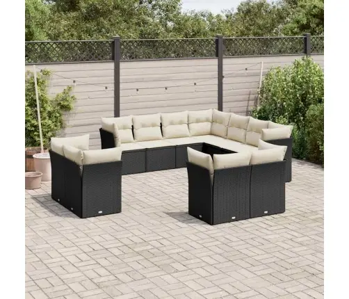 11-Daļīgs Dārza Dīvāna Komplekts, Matrači, Melna Pe Rotangpalma Vidaxl