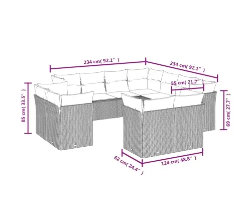 11-Osaline Aiadiivani Komplekt Patjadega, Beež, Polürotang
