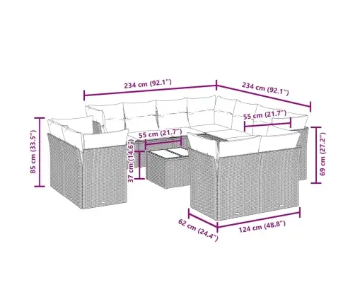 12-Daļīgs Dārza Dīvānu Komplekts, Matrači, Melna Pe Rotangpalma Vidaxl