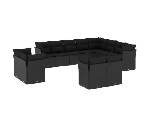 12-Osaline Aiadiivani Komplekt Patjadega, Must, Polürotang