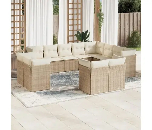 12-Osaline Aiadiivani Komplekt Patjadega, Beež, Polürotang