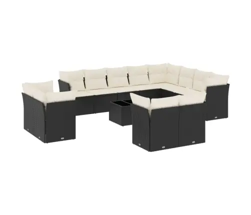 13-Osaline Aiadiivani Komplekt Patjadega, Must, Polürotang