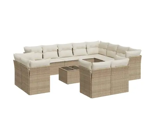 Sofos Komplektas Su Pagalvėlėmis, 13 Dalių, Smėlio, Poliratanas