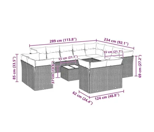 13-Osaline Aiadiivani Komplekt Patjadega, Helehall, Polürotang