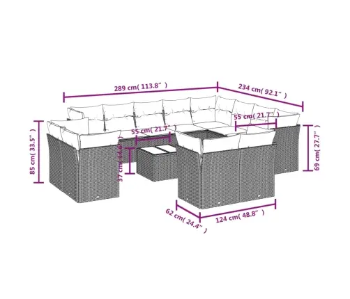 13-Daļīgs Dārza Dīvānu Komplekts, Matrači, Brūna Pe Rotangpalma Vidaxl