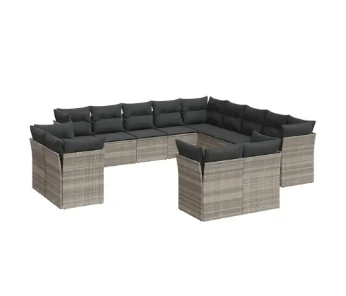 Sodo Komplektas Su Pagalvėlėmis, 13 Dalių, Pilkas, Poliratanas