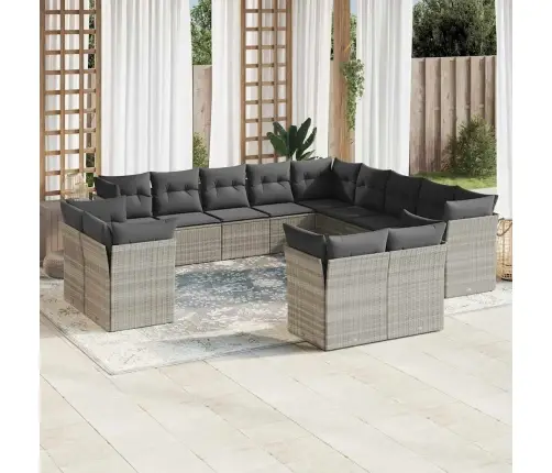 Sodo Komplektas Su Pagalvėlėmis, 13 Dalių, Pilkas, Poliratanas