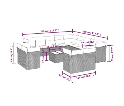 14-Osaline Aiadiivani Komplekt Patjadega, Hall, Polürotang