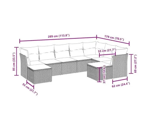 Sodo Komplektas Su Pagalvėlėmis, 9 Dalių, Juodas, Poliratanas