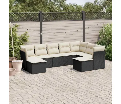 Sodo Komplektas Su Pagalvėlėmis, 9 Dalių, Juodas, Poliratanas