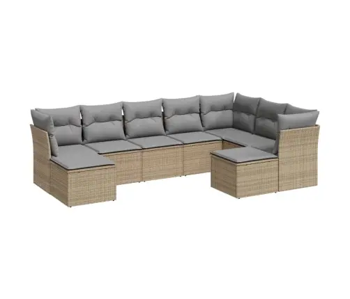 Sodo Komplektas Su Pagalvėlėmis, 9 Dalių, Smėlio, Poliratanas