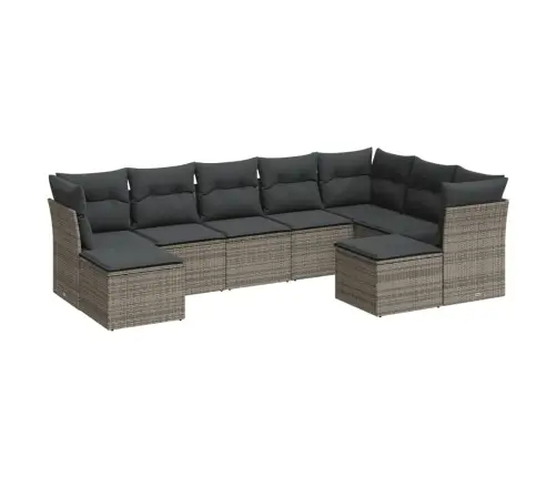 Sofos Komplektas Su Pagalvėlėmis, 9 Dalių, Pilkas, Poliratanas