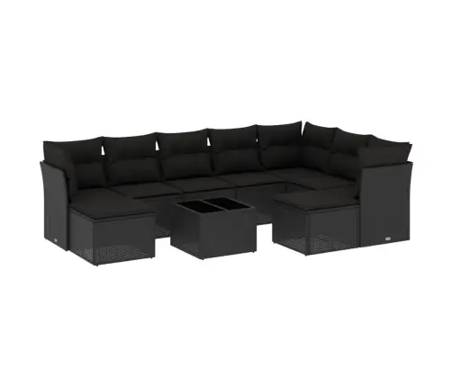 10-Osaline Aiadiivani Komplekt Patjadega, Must, Polürotang