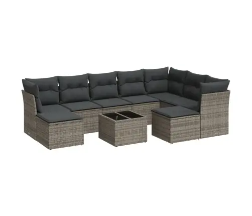 Sodo Komplektas Su Pagalvėlėmis, 10 Dalių, Pilkas, Poliratanas