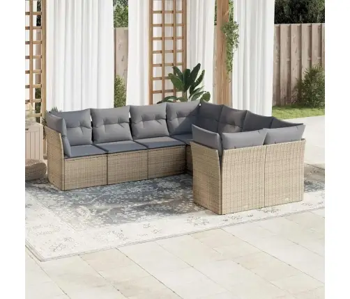 8-Osaline Aiadiivani Komplekt Patjadega, Beež, Polürotang