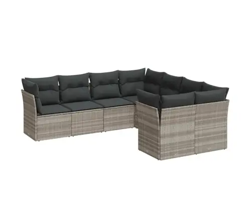 8-Daļīgs Dārza Dīvāna Komplekts,Matrači, Gaiši Pelēka Pe Pinums Vidaxl