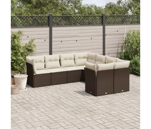 Sodo Komplektas Su Pagalvėlėmis, 8 Dalių, Rudas, Poliratanas