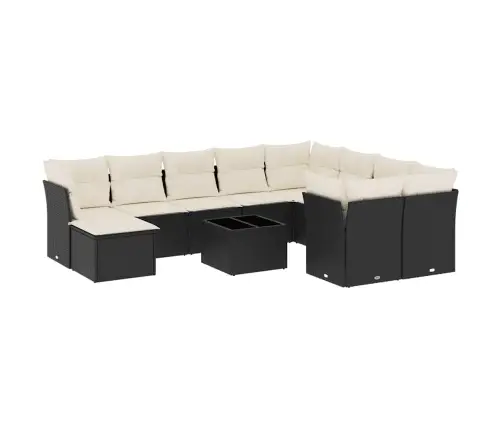 Sodo Komplektas Su Pagalvėlėmis, 11 Dalių, Juodas, Poliratanas